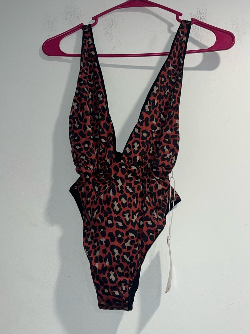 MAAJI Leopard tie waist reversible one piece plunge swimsuit NWT